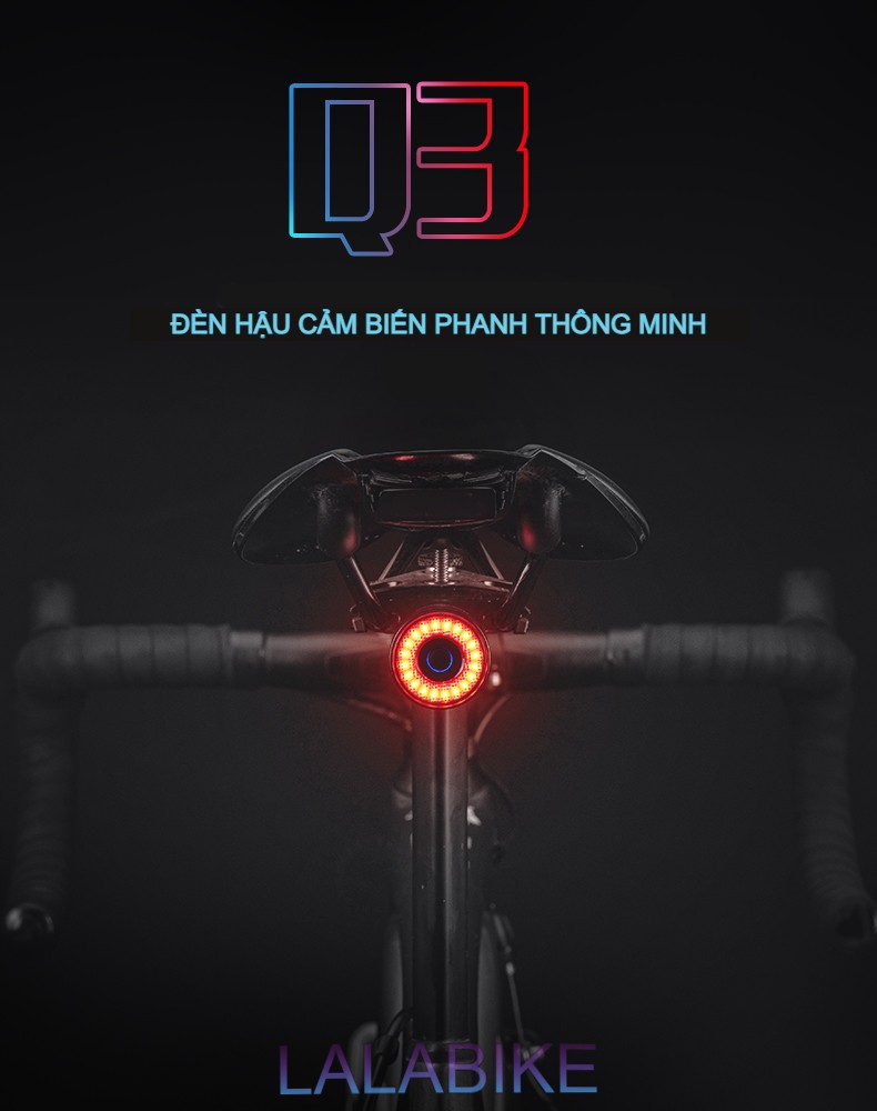 Hcm rockbros q3 đèn led xe đạp thể thao đèn hậu cao cấp sạc usb-c