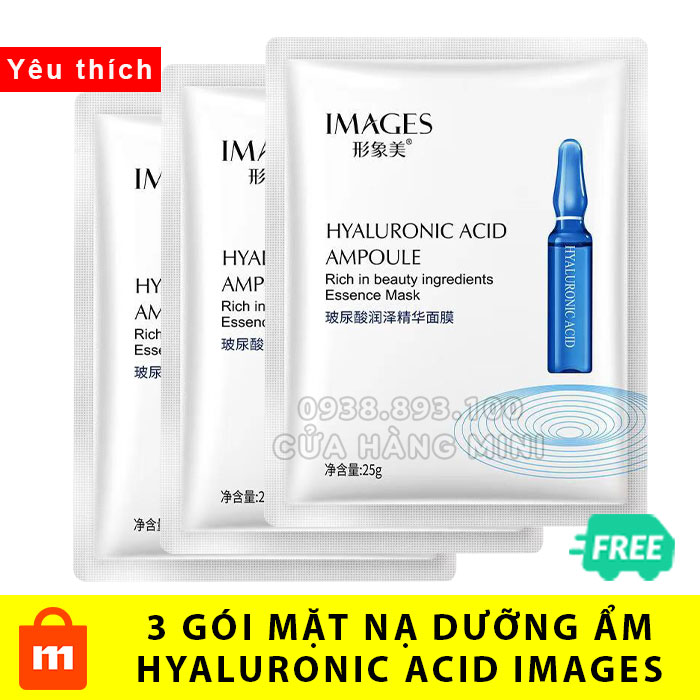 [HCM]【SIÊU RẺ】 Combo 3 Gói Mặt Nạ Giấy IMAGES Dưỡng Ẩm Hyaluronic Acid Ampoule
