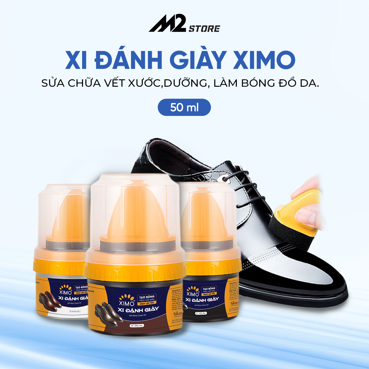 Xi mút đánh giày, đánh bóng đồ da, dưỡng ẩm bổ sung màu, tạo độ bóng cho da XIMO