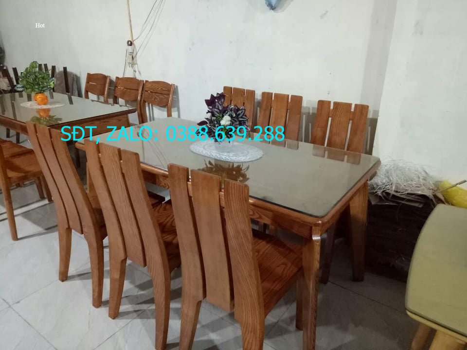 bộ bàn ghế ăn gỗ sồi nga bàn mặt đá 6 ghế .