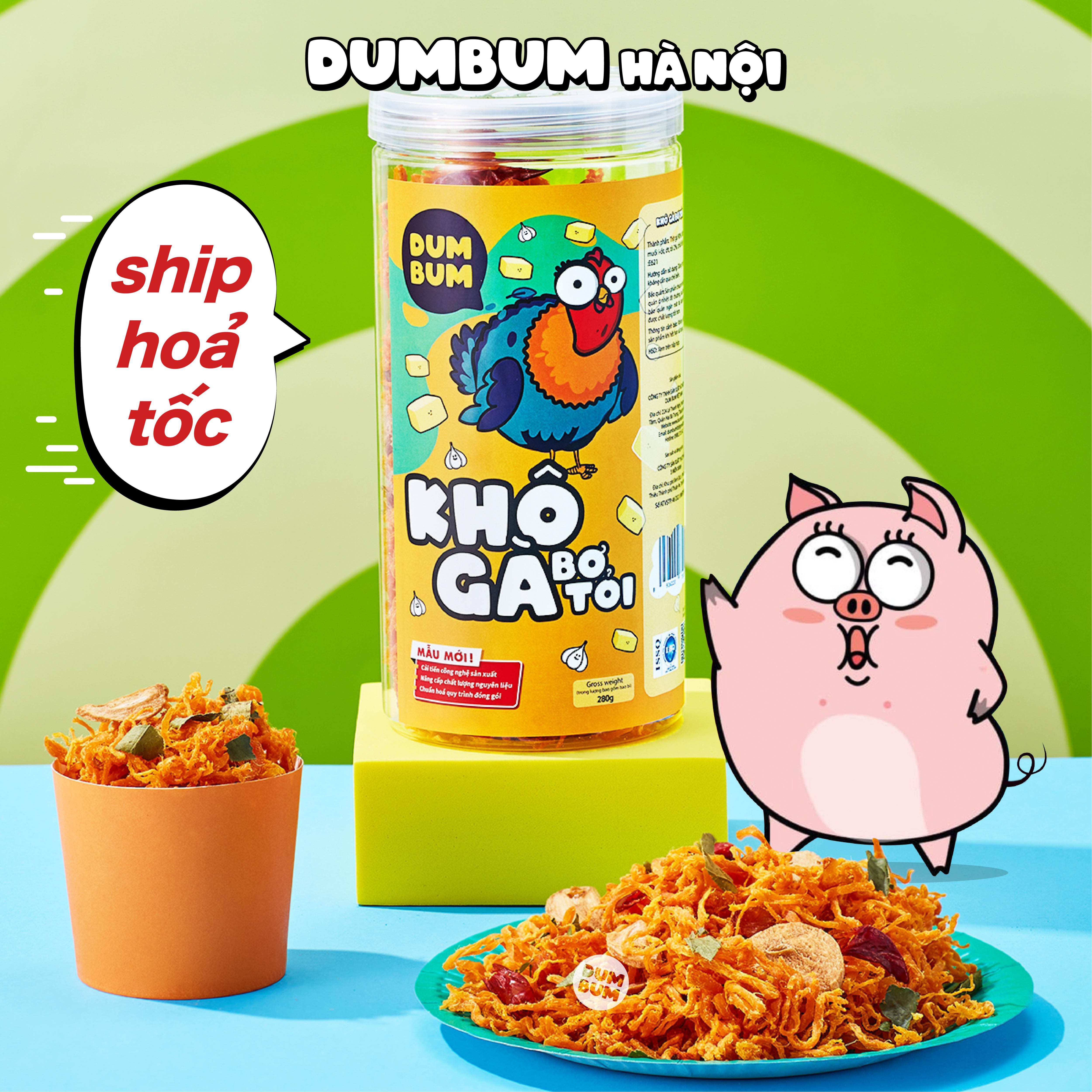 Khô gà bơ tỏi xé cay DumBum 280g, đồ ăn vặt Hà Nội