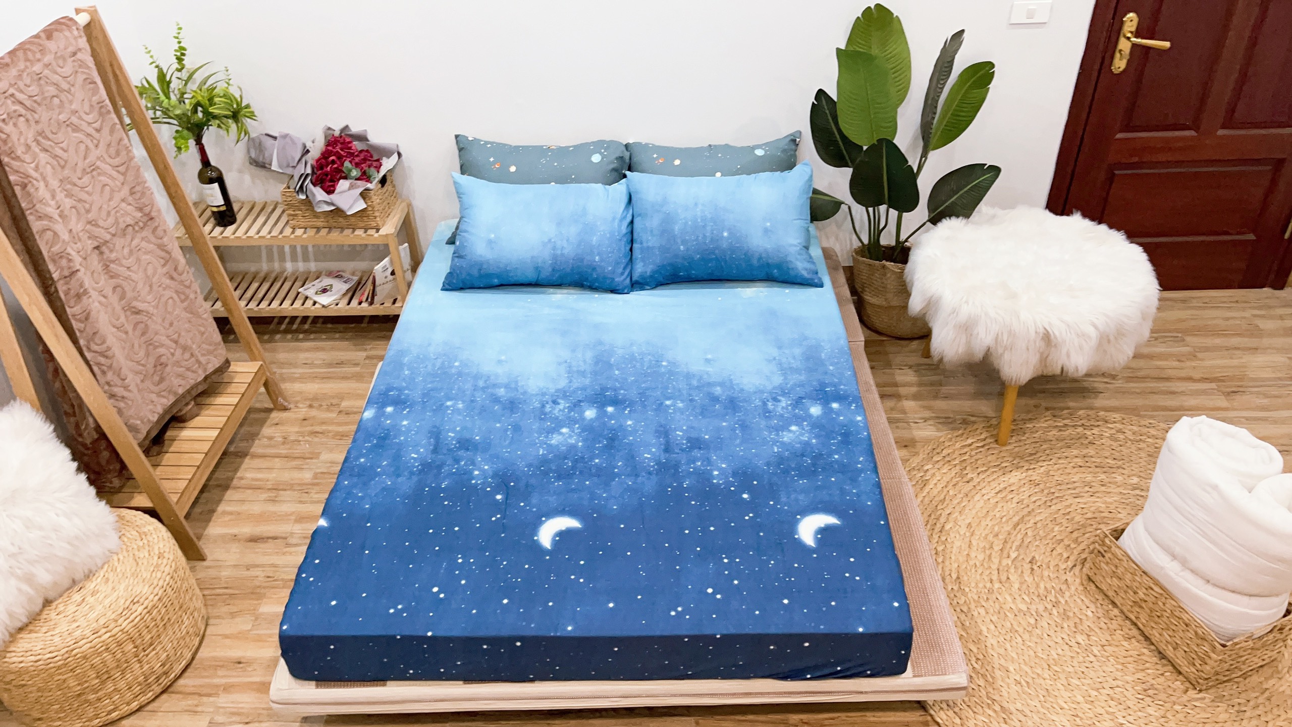 Set ga gối mẫu bầu trời trăng sao p62