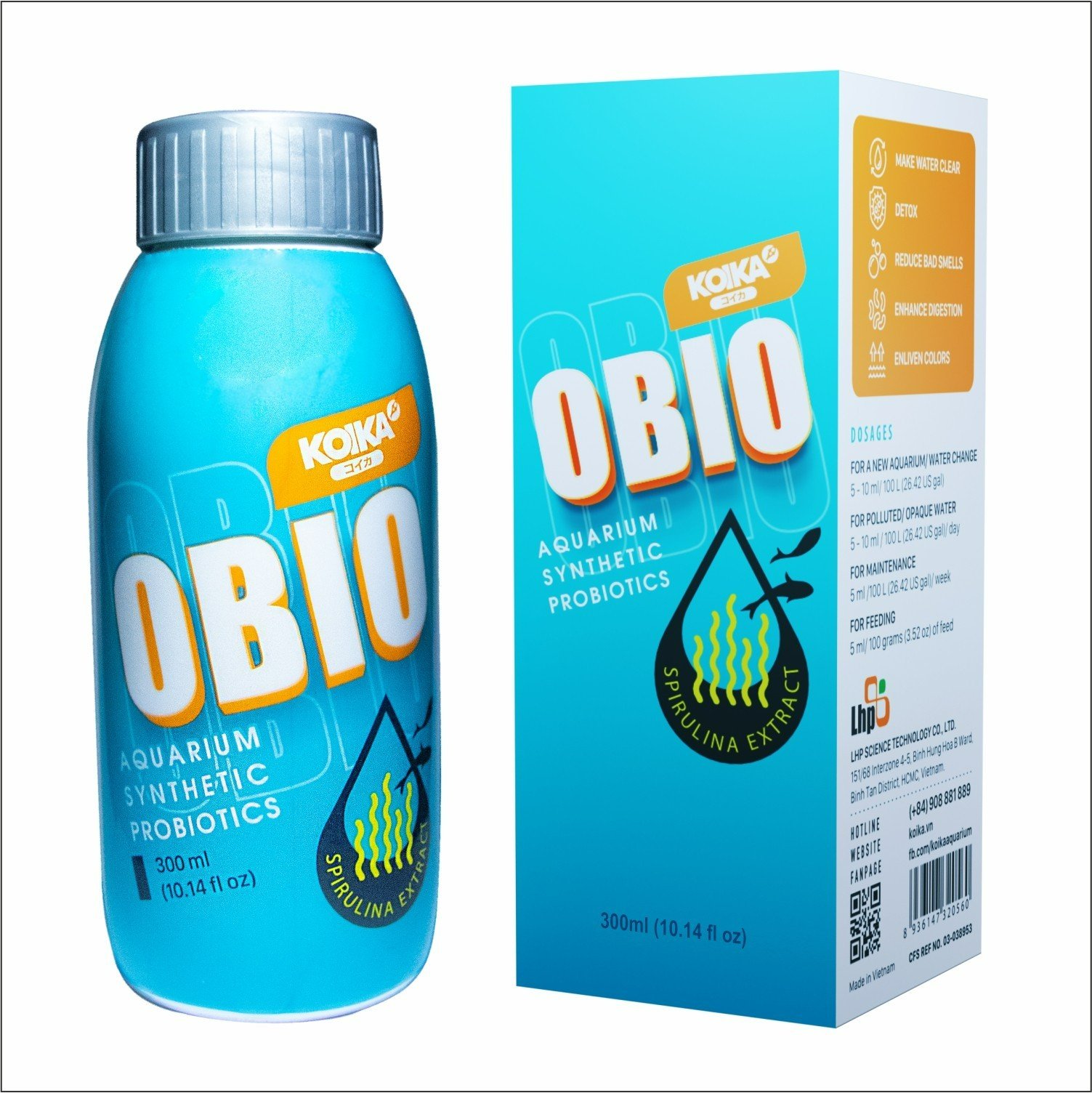 Vi sinh bột koika obio 3in1 plus 3 đậm đặc cho cá cảnh