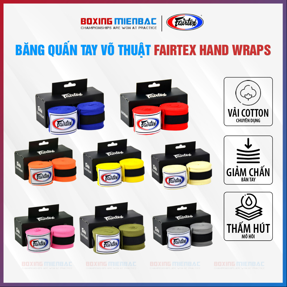 Băng quấn tay võ thuật fairtex hand wraps cao cấp – nhiều màu