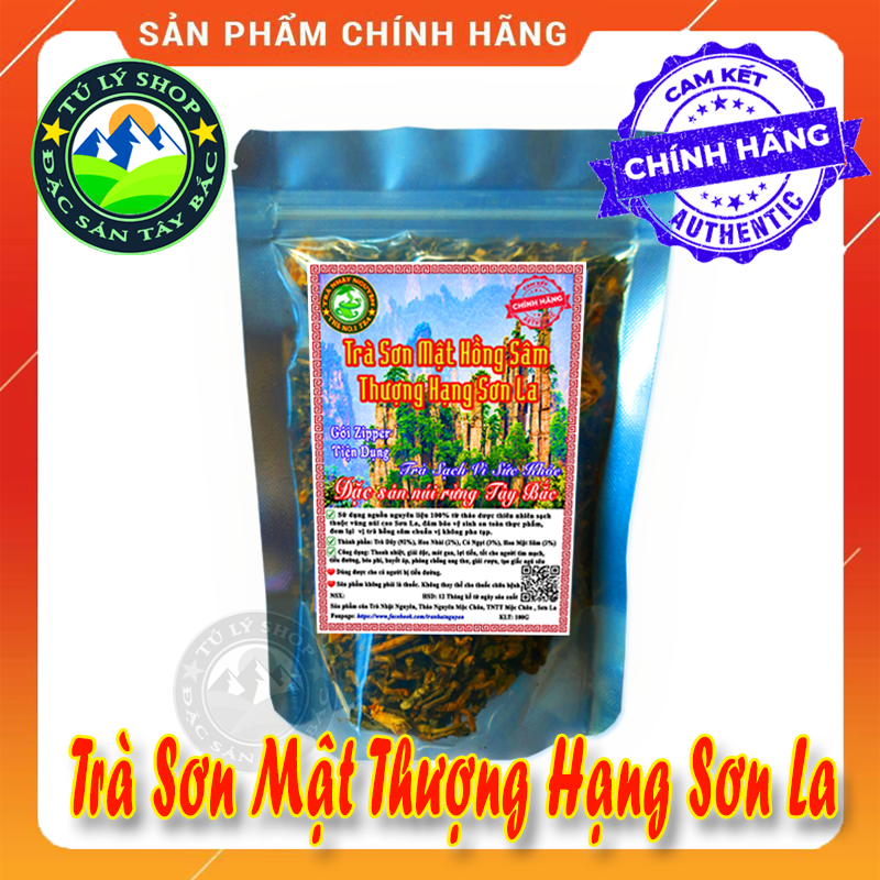 Trà sơn mật hồng sâm thượng hạng sơn la túi ziper 100g - - trà sơn mật nhật nguyên