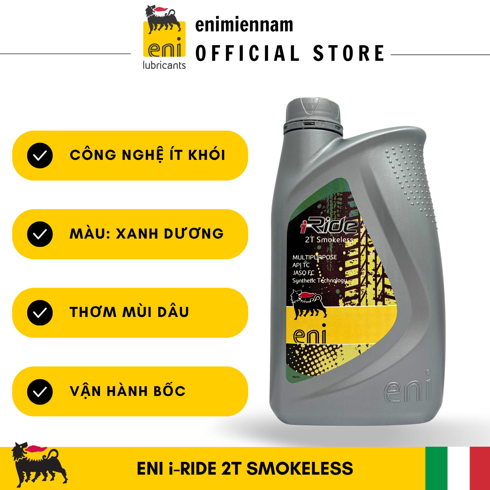 Nhớt 2 thì không khói, eni 2T SML, chuẩn chất lượng châu Âu