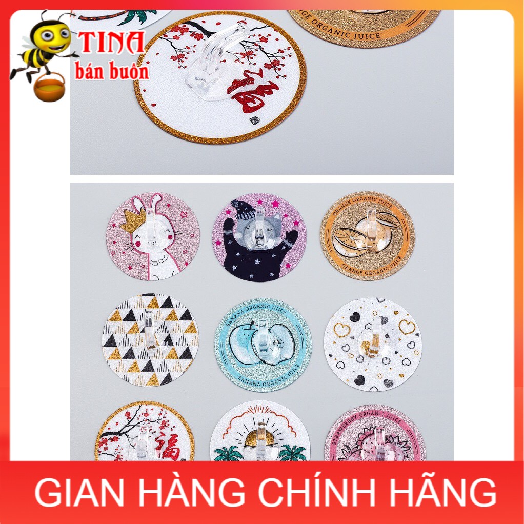 Móc dán tường hình tròn in nhiều hình đẹp đặc sắc e244