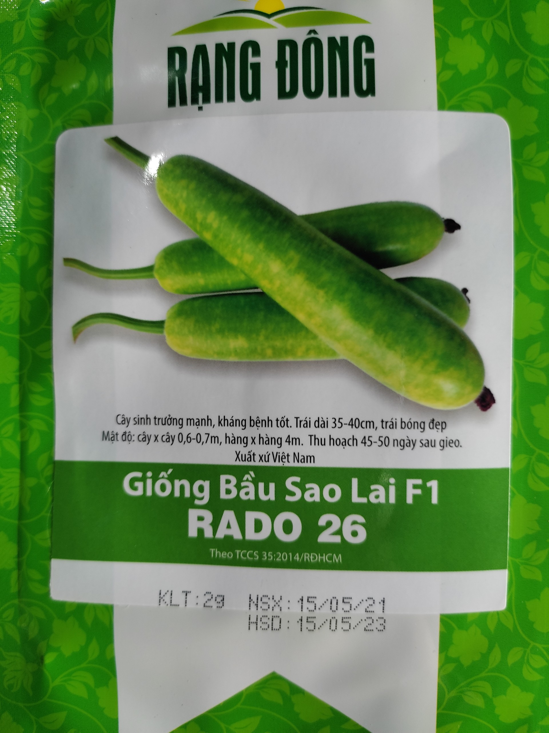 Hạt giống bầu sao lai f1 gói 2gr - rado 26