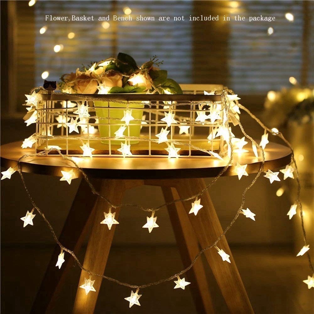 Dây Đèn Led Trang Trí Ngôi Sao Màu Vàng Nắng Đèn Decor Noel Đèn Trang Trí Tết, Nhà Cửa, Quán Cafe