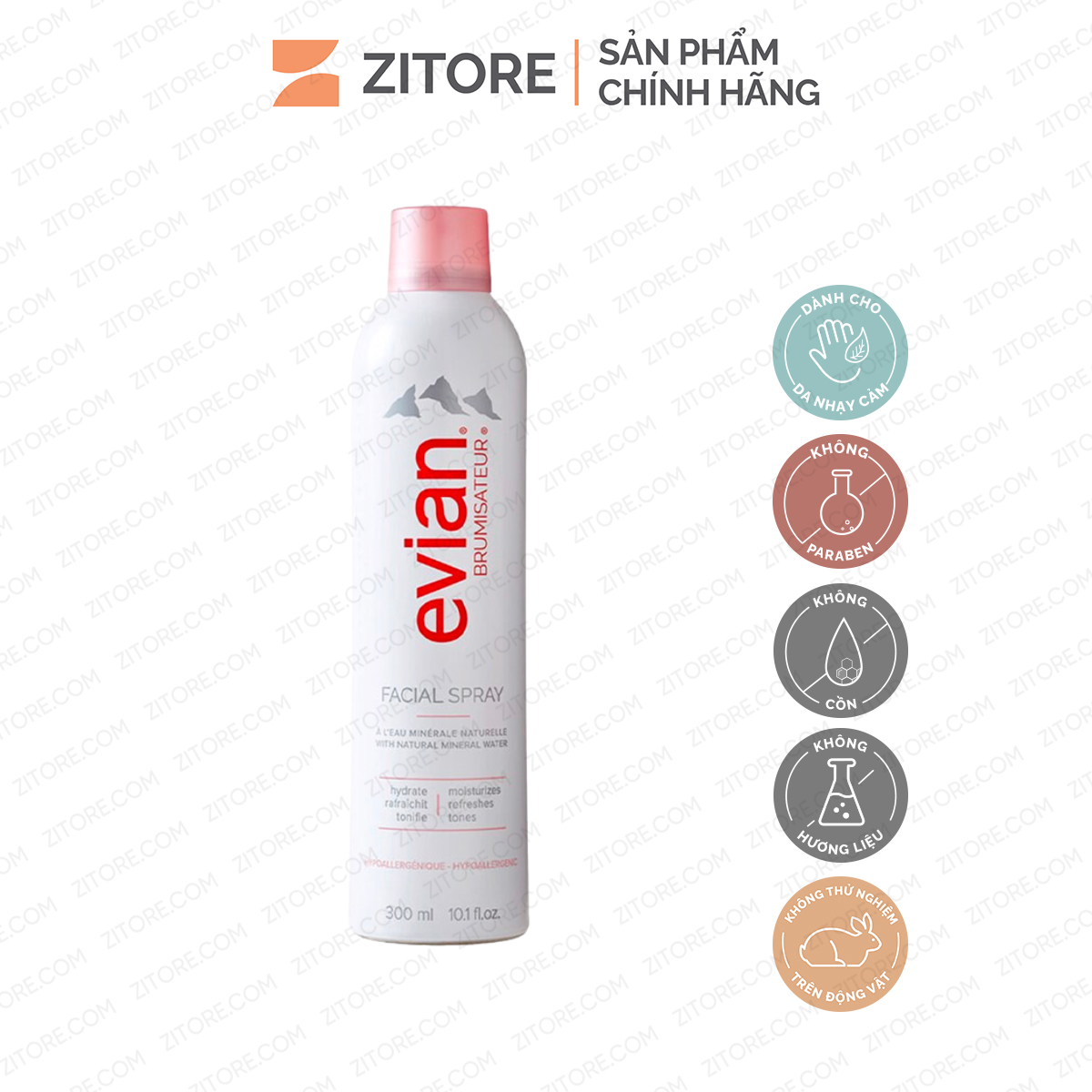 Xịt khoáng evian cấp ẩm và làm dịu da 300ml - sản phẩm chính hãng tại zitore