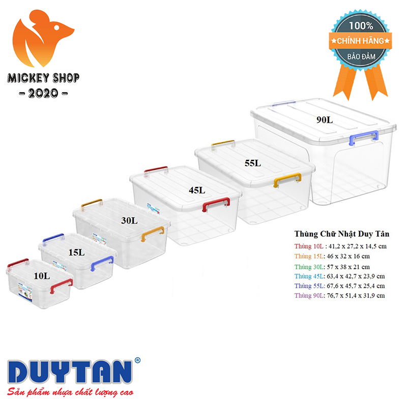 Thùng nhựa chữ nhật trong suốt duy tân 10l 15l 30l 45l 55l