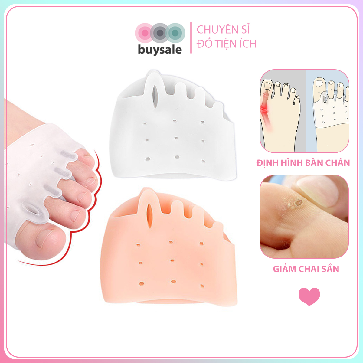 Vớ silicone tổ ong bảo vệ bàn chân, tách các khớp ngón chân giảm trầy, chai sần, cải thiện dáng đi - Buysale - BSPK276