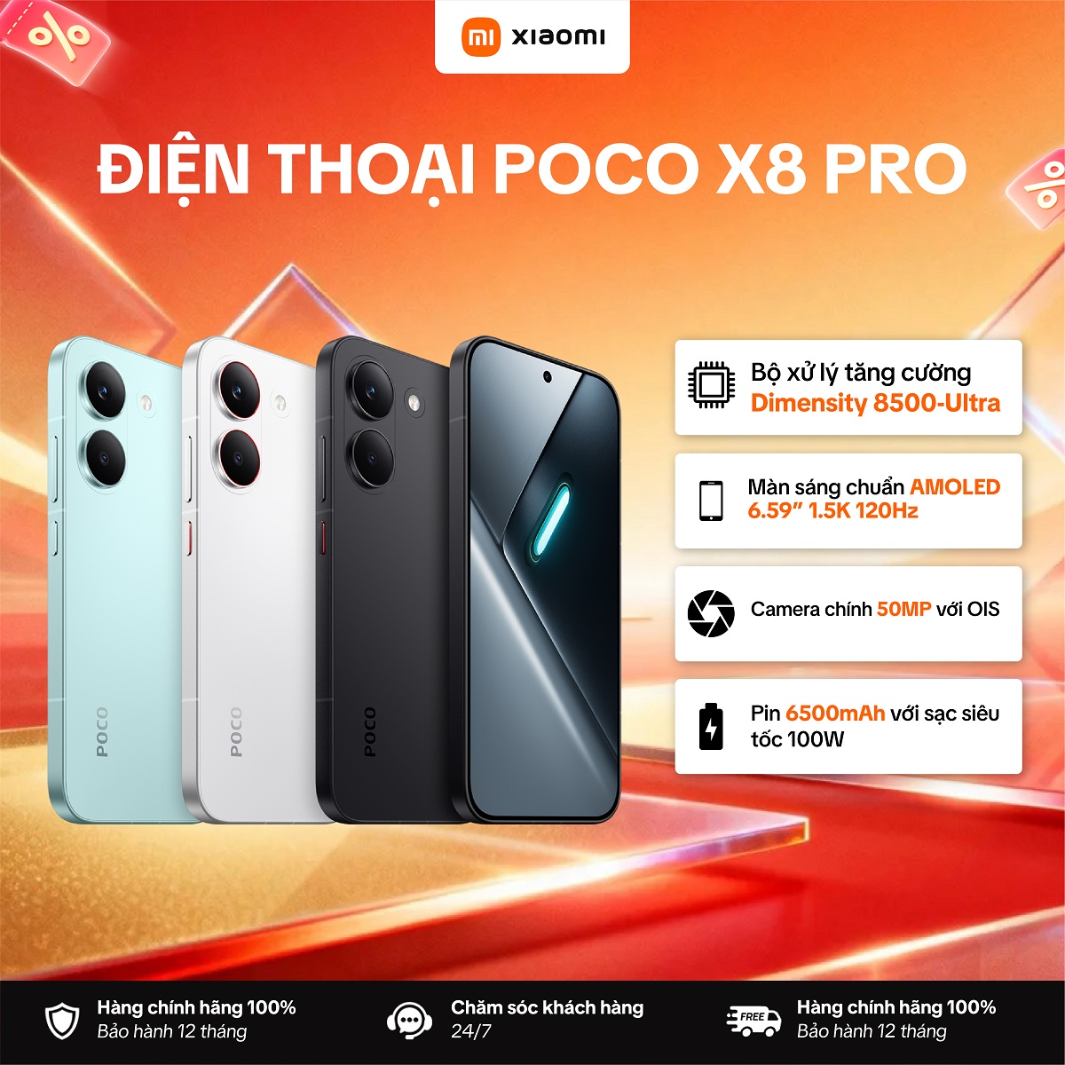 Xiaomi Poco X8 Pro Phone (8+256Gb) |   8+512Gb |   12+512Gb) |   6.59" 1.5K 120Hz Screen - 18 Month Warranty