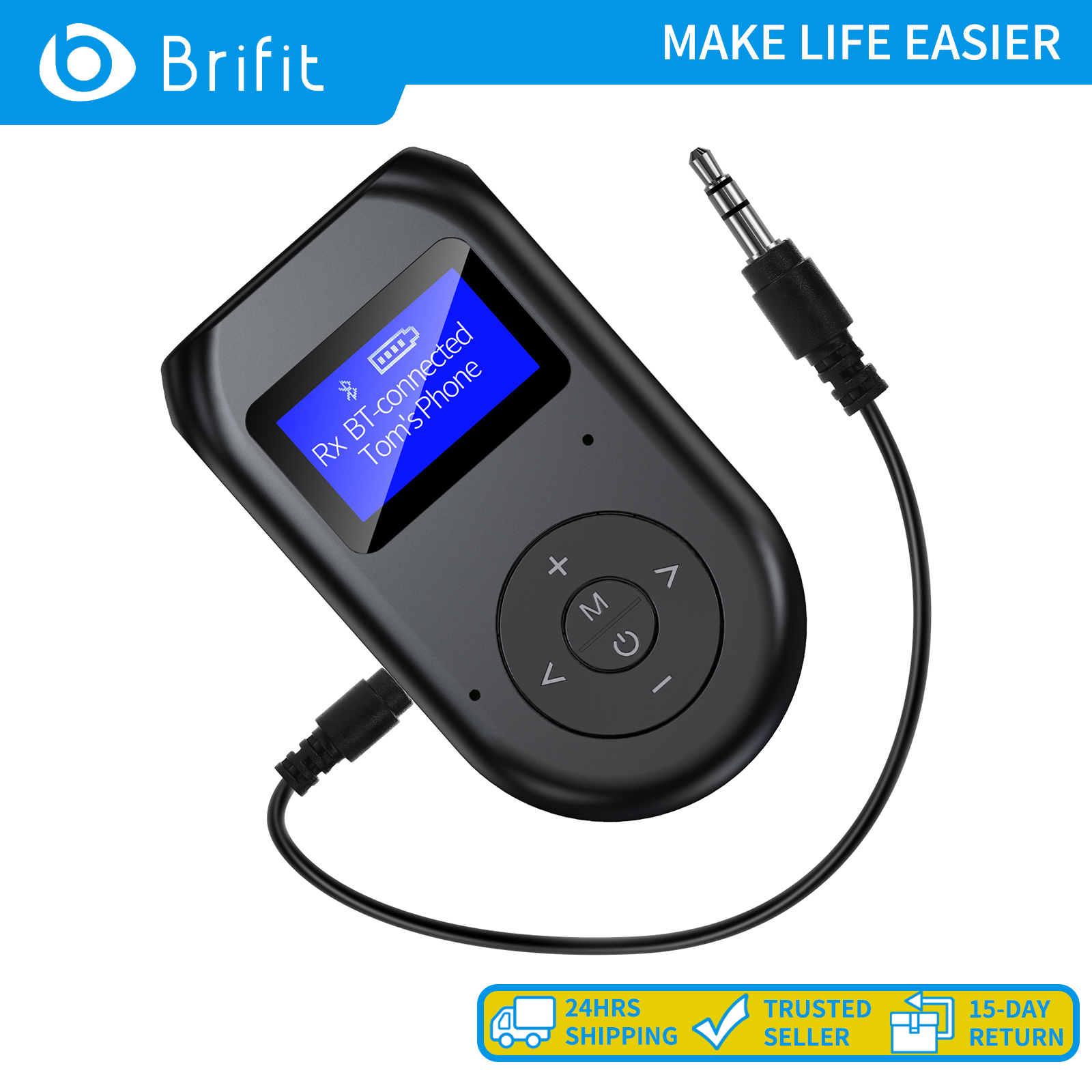 Brifit bộ phát bộ thu bluetooth bộ điều hợp bluetooth âm thanh 2 trong 1 bluetooth 5.0 tương thích với tai nghe, mp3, mp4, tv, đầu đĩa cd