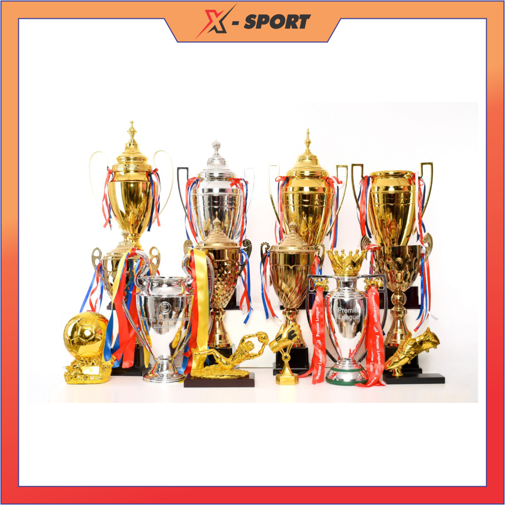 Cúp bóng đá, cúp lưu niệm, cúp, đồ lưu niệm thể thao XSPORT, chất liệu cao cấp nhôm + metal