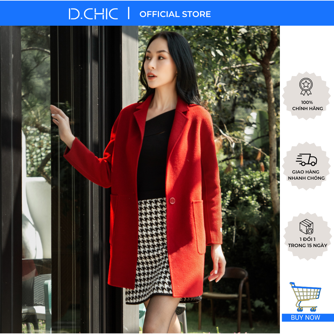 Áo khoác dạ handmade 2022 2 túi ốp d.chic ms: 980259