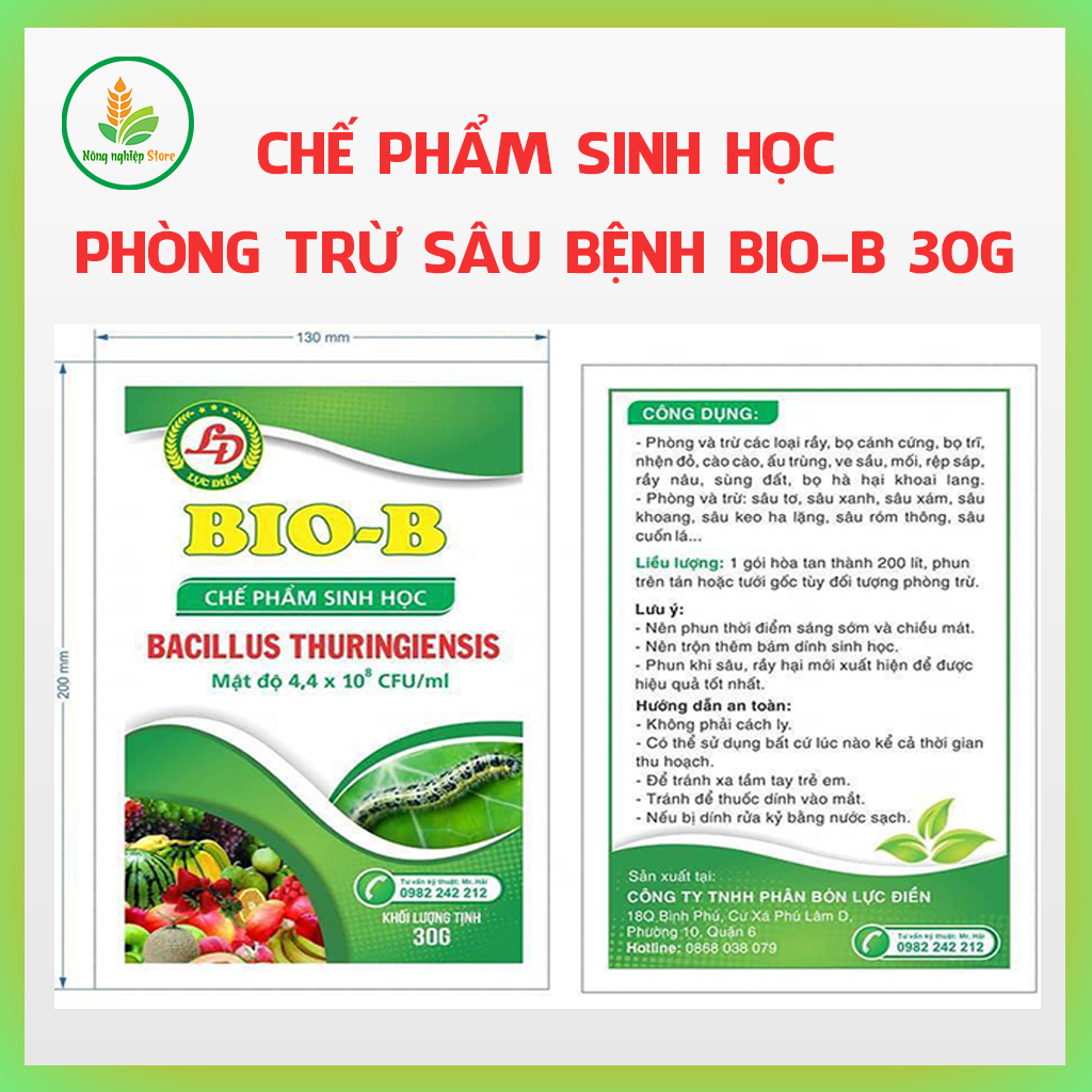 5 gói chế phẩm sinh học phòng trừ sâu bệnh bio-b 30g