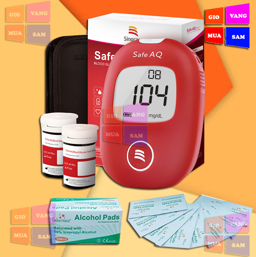 Bộ máy đo đường huyết Sinocare Safe AQ tặng 25 que thử 50 kim lấy máu