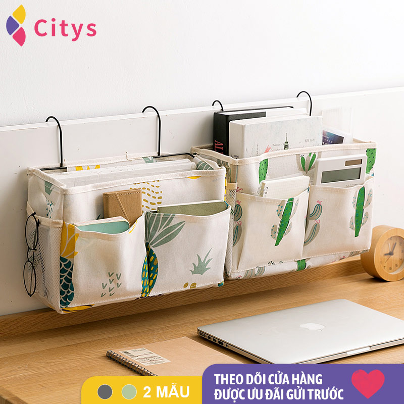 Túi treo lưu trữ móc treo sắt, giỏ treo lưu trữ đầu giường, nhiều túi, lưu trữ phân loại, thích hợp để đầu giường, lưng ghế, cửa tủ bếp, v.v.