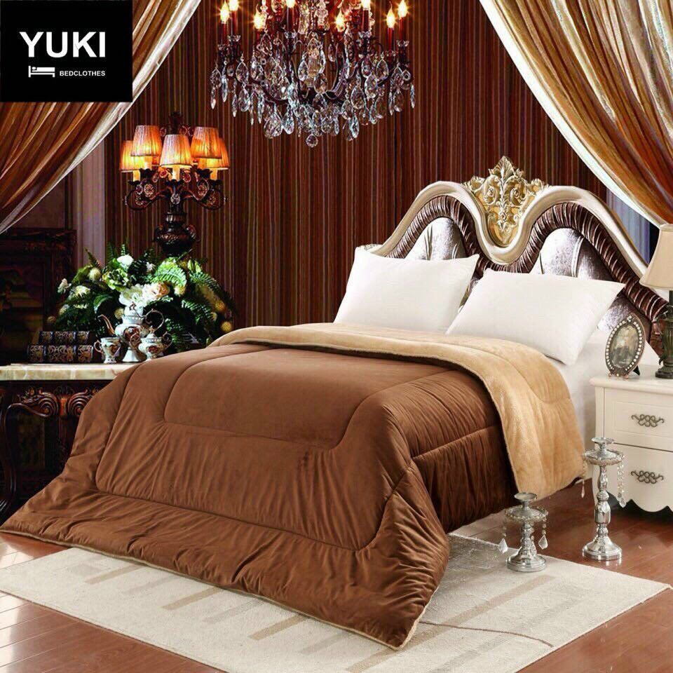 Chăn nỉ lông cừu yuki siêu ấm mền yuki dày mịn, kèm túi xách, kích thước 2mx2m3, nặng 4kg - hàng xuất nhật