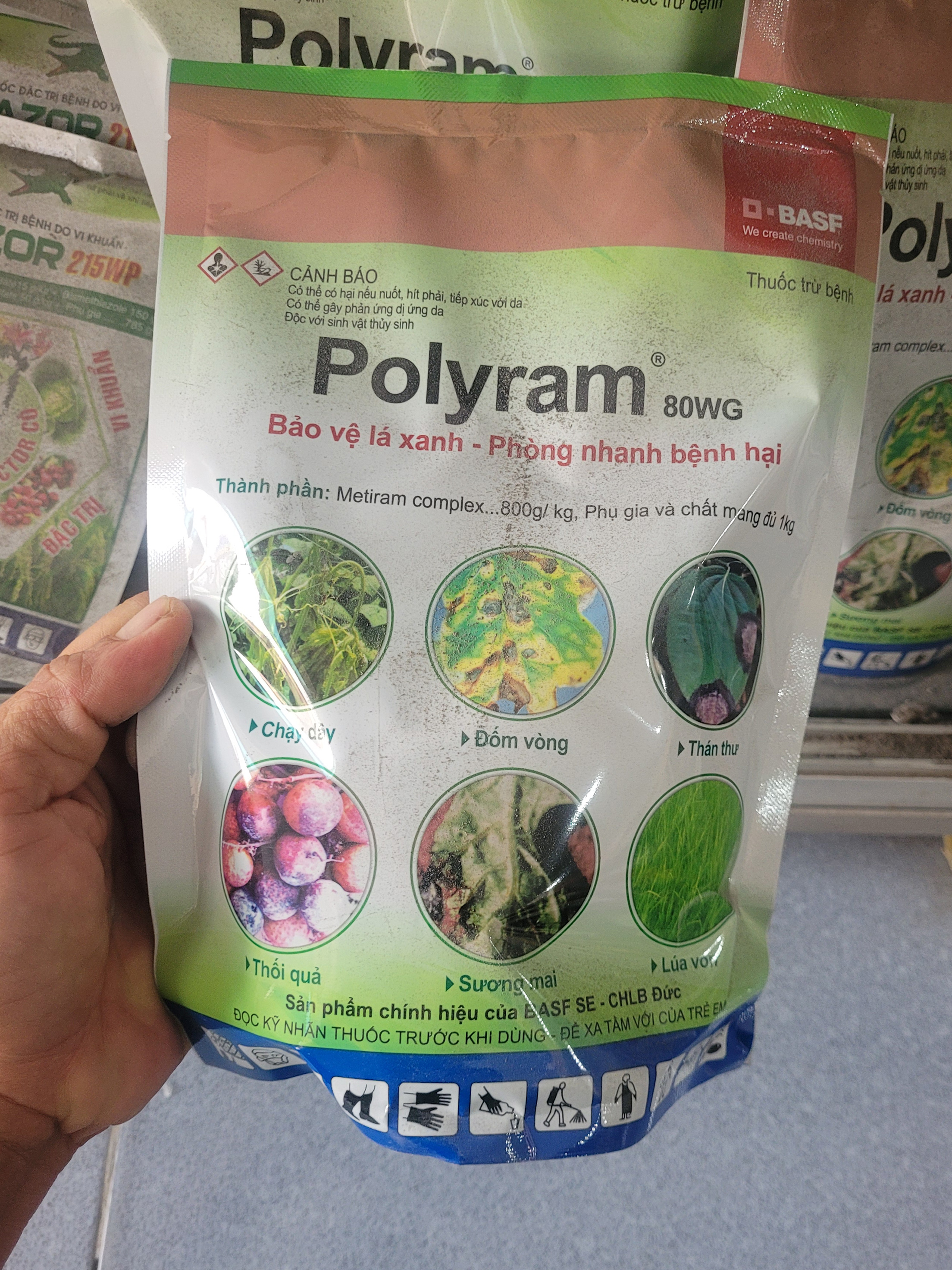 Polyram 80wg chính hãng basf - thuốc trừ bệnh thán thư, sương mai, dốm vòng, chạy dây, thối quả.