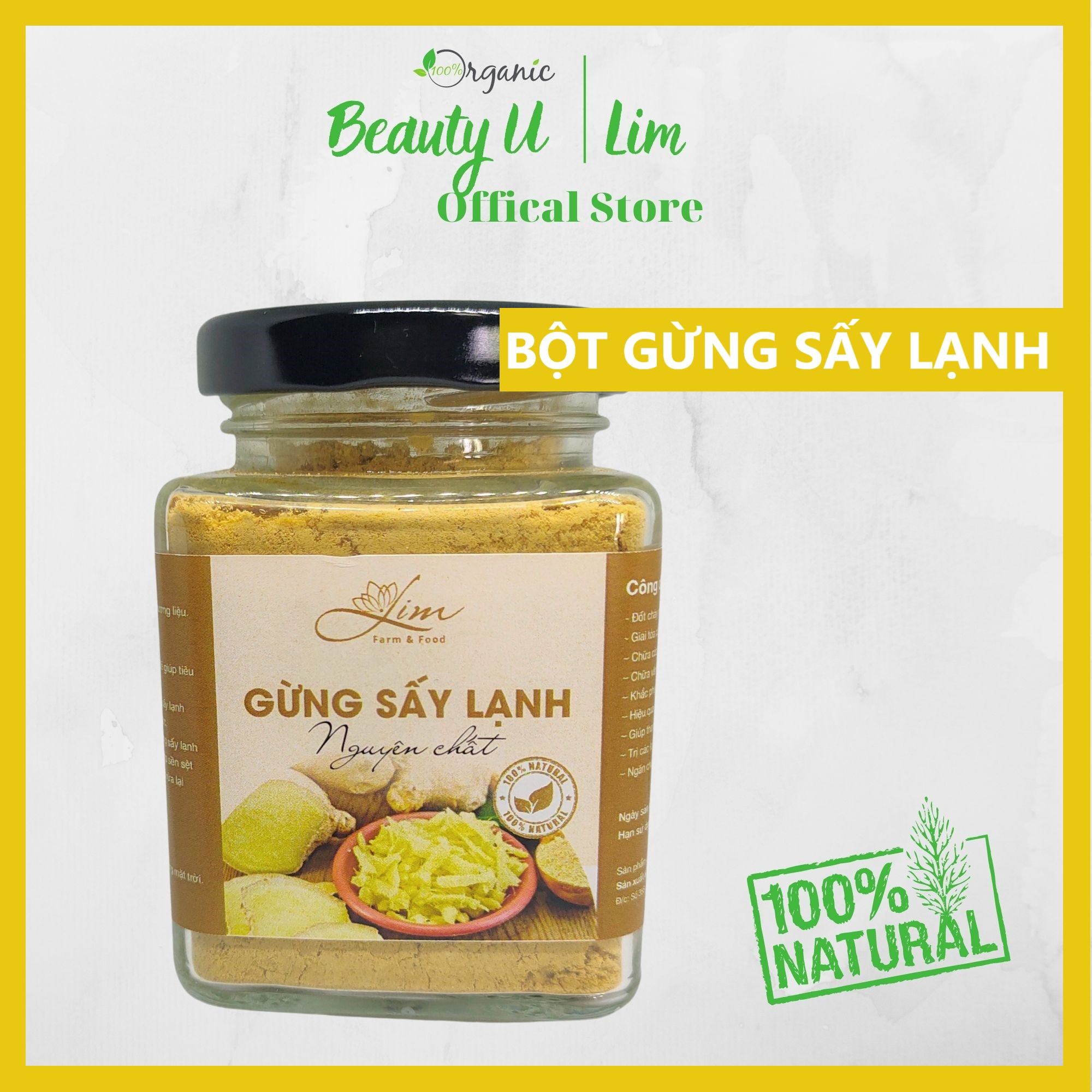 Bôt Gừng Sẻ Sấy Lạnh LimFarm Nguyên Chất 100% Hũ 150Gram Hỗ Trợ Giảm Cân , Giảm Cảm Cúm Đau Dạ Dày