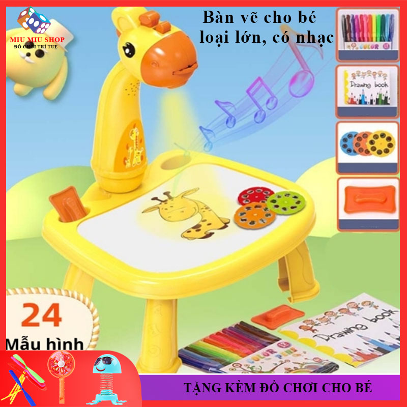 [Tặng Thêm Quà] Bàn vẽ Cho Bé, Bàn Vẽ Thông Minh Chiếu Tranh, Loại Lớn Có Nhạc Bé Học Vẽ Vui Chơi Thư Giãn, BH 6 tháng