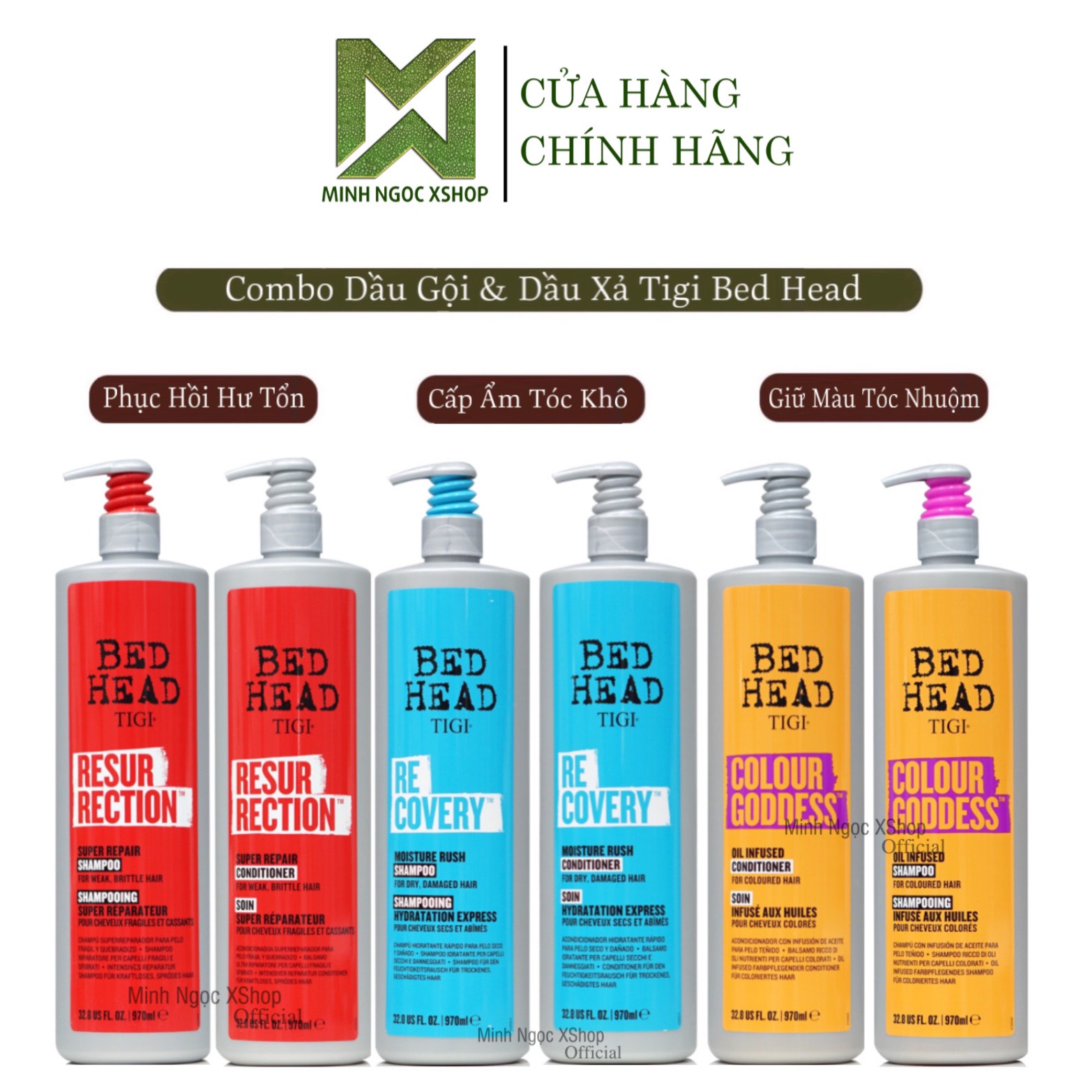 Dầu gội xả tigi bed head 400ml - 970ml chính hãng