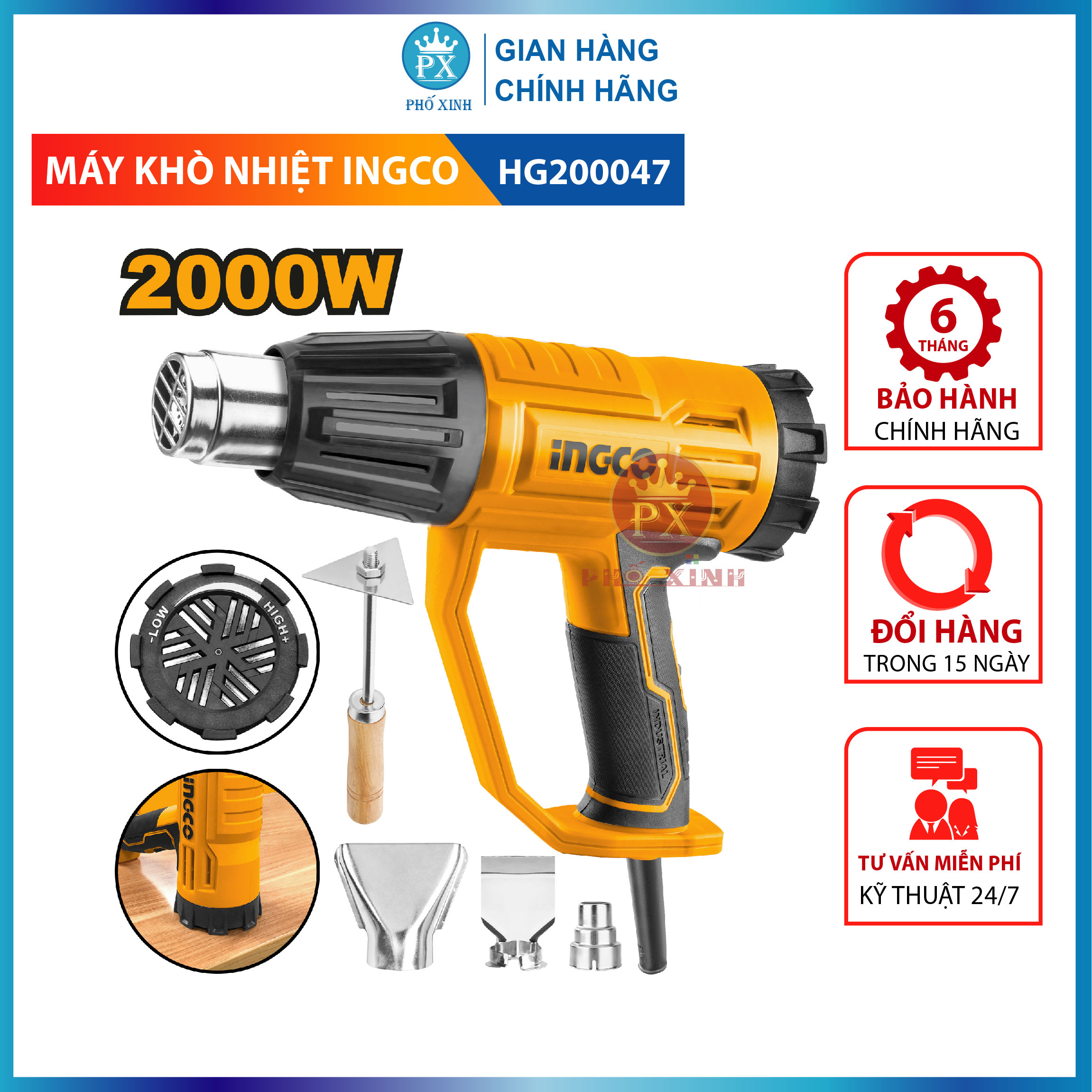 Máy thổi nhiệt ingco - hg200028-hg200047
