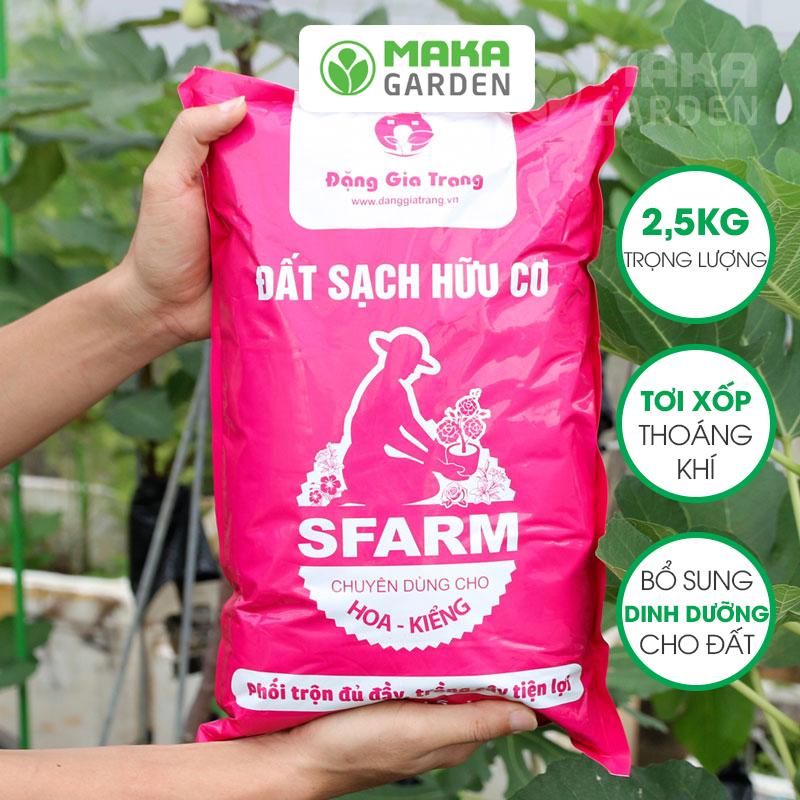 Đất sạch hữu cơ trồng hoa – kiểng sfarm - túi ~2.5 kg