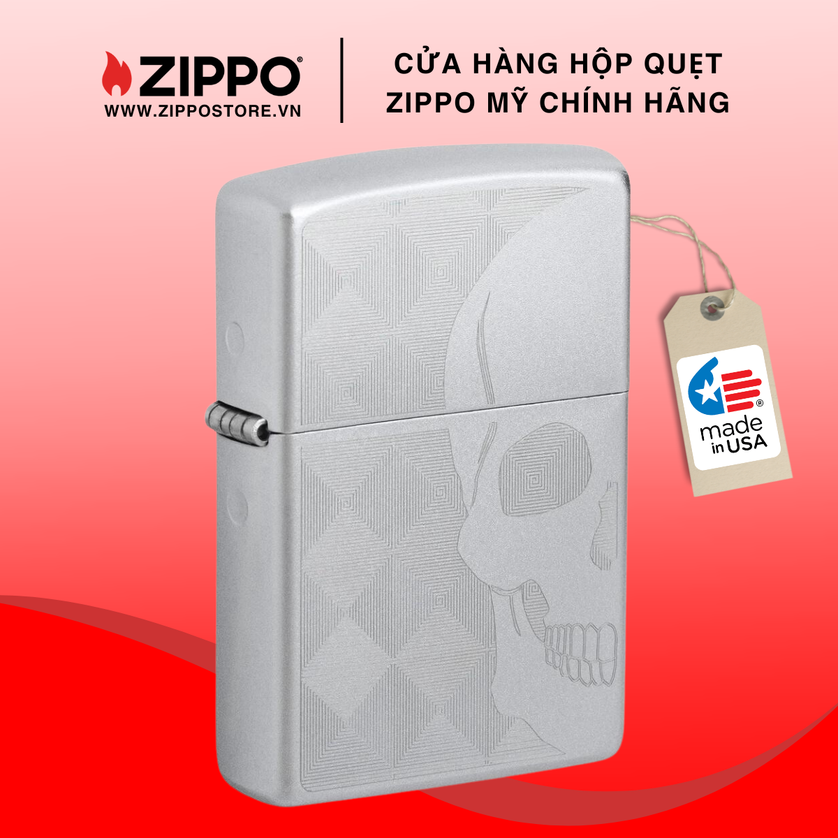 Bật lửa zippo khắc đầu lâu - 48208 skull design