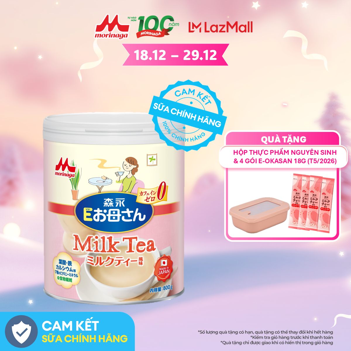   SẢN PHẨM MỚI  Sữa bầu Morinaga E-Okasan - Hương vị trà sữa 800g 