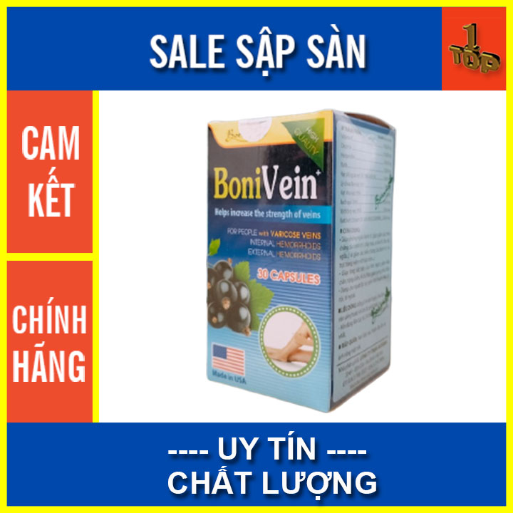 BoniVein - Hỗ Trợ  Suy Giãn Tĩnh Mạch Chân & Trĩ – Hộp 30 viên