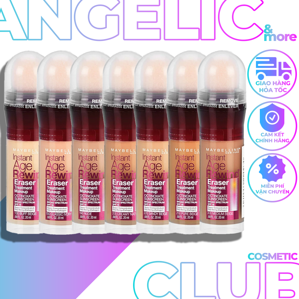Bút che khuyết điểm, Bút Cushion Che Khuyết Điểm Maybelline 20ml SPF 18 Instant Age Rewind Eraser Treatment Makeup