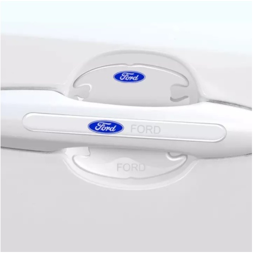 Bộ 10 Miếng Dán Silicon Chống Xước Hõm Cửa, Tay Nắm Cửa , Gương Ô Tô Xe Hơi Có Logo Hãng Xe Ford - Bình An Auto - Phụ Kiện Đồ Chơi Xe Hơi