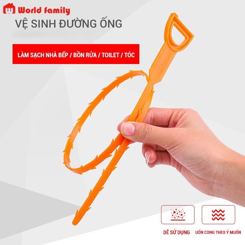 Dụng cụ móc tóc vệ sinh bồn rửa, ống cống chống nghẹt cống bằng tay