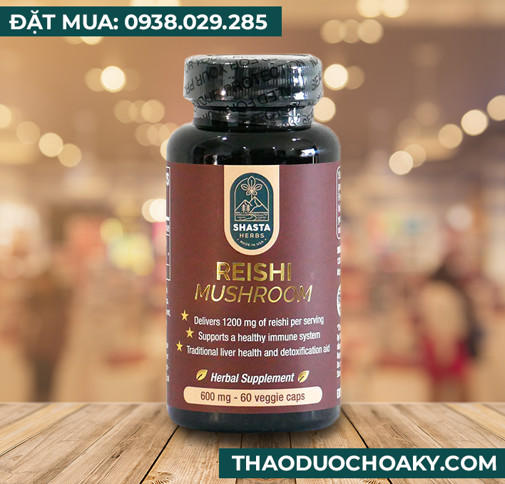 Viên nang Nấm linh chi Shasta Herbs xuất xứ Hoa Kỳ lọ 60 viên nang