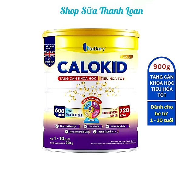 (HSD T12-2026) (Quét Mã QR - Tích Xu) Sữa Bột Calokid Gold 1+ 900g (Cho Bé Từ 1 - 10 Tuổi).