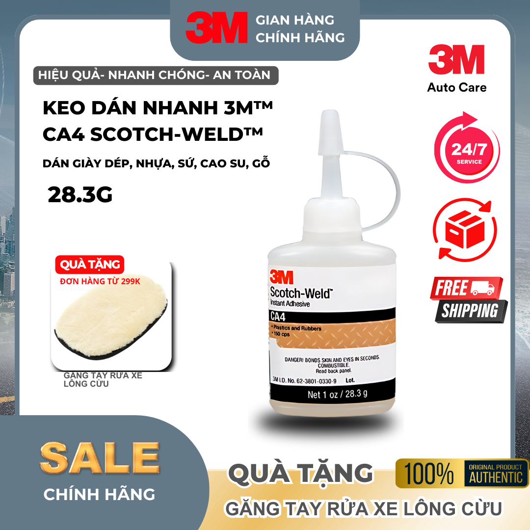 Keo dán nhanh 3m™ ca4 scotch-weld™ instant adhesive màu trong, chai 1 fl oz