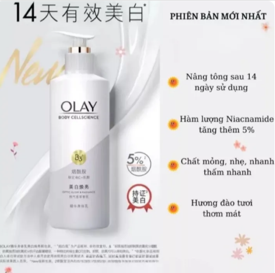 Sữa Dưỡng Thể Trắng Da OLAY Body B3 Vitamin C Optic Glow Radiance 90g Siêu Trắng Sáng Chính Hãng