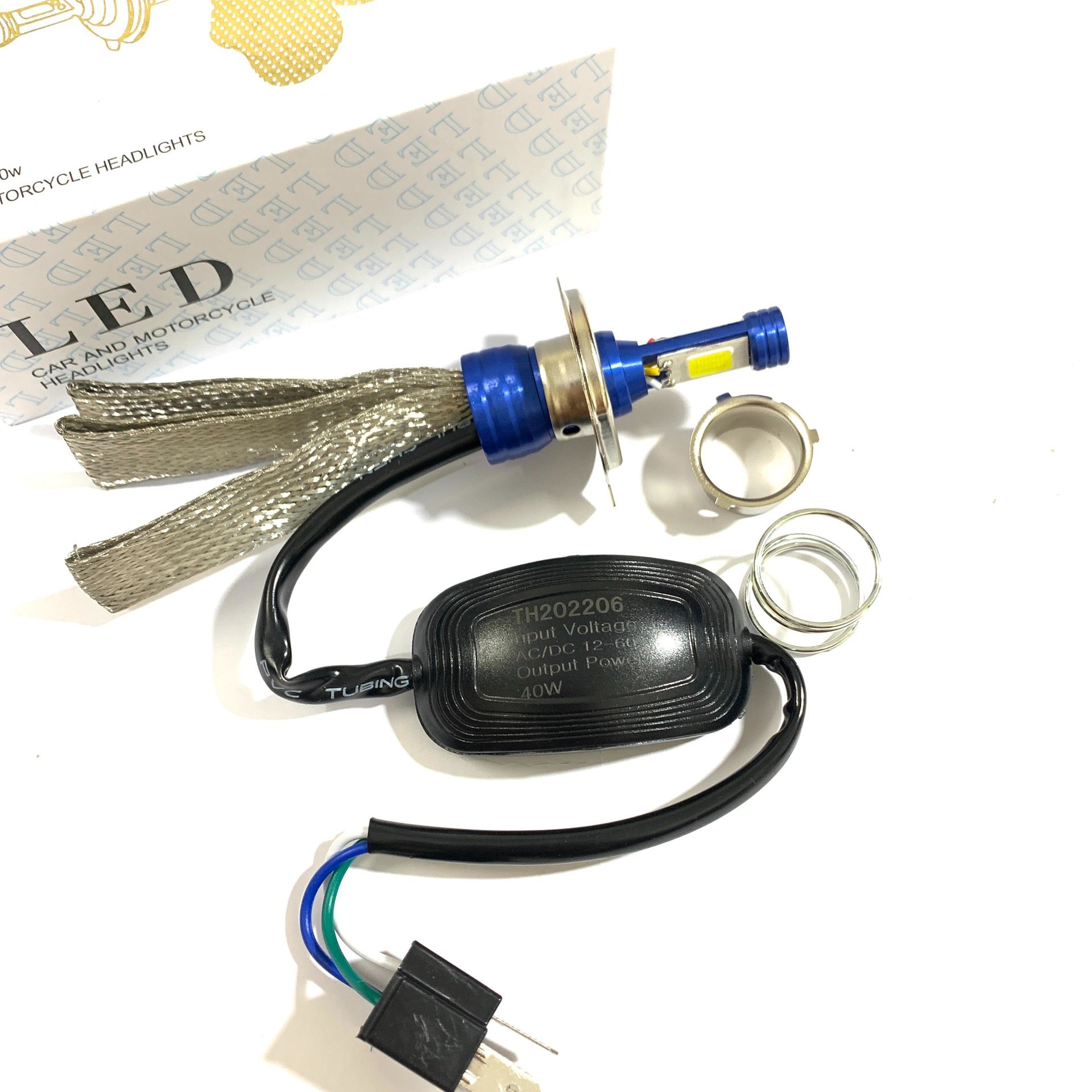 Đèn pha led 2 tim đuôi công ánh sáng trắng cực mạnh bảo hành 1 năm