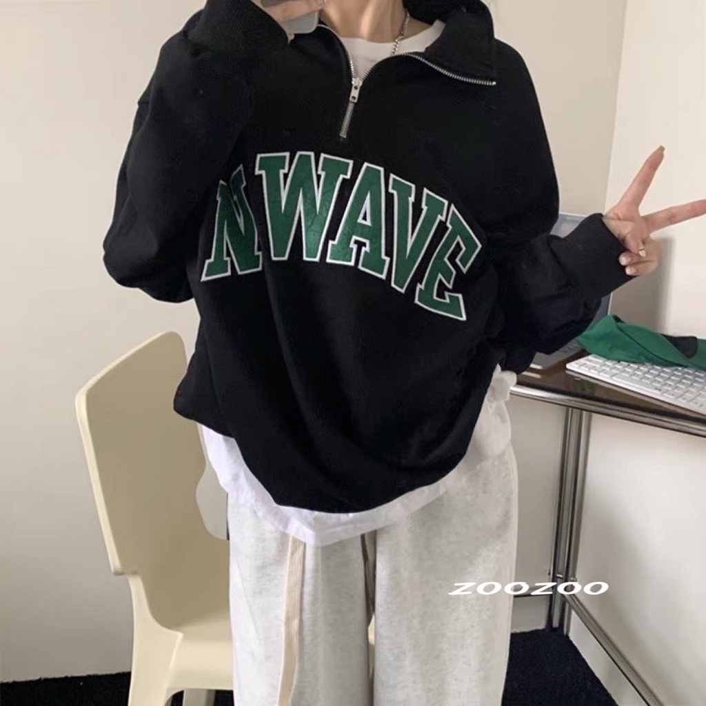 Áo sweater nỉ bông n.wave unisex nam nữ zozo_unisex
