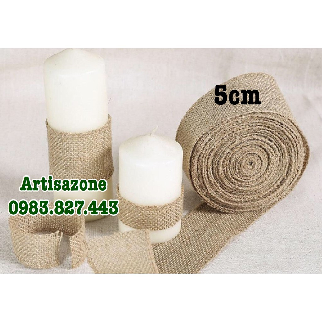 Ruy băng vải bố trang trí đồ handmade (bản rộng 4cm/ 5cm/ 6cm) - Dài 02 mét