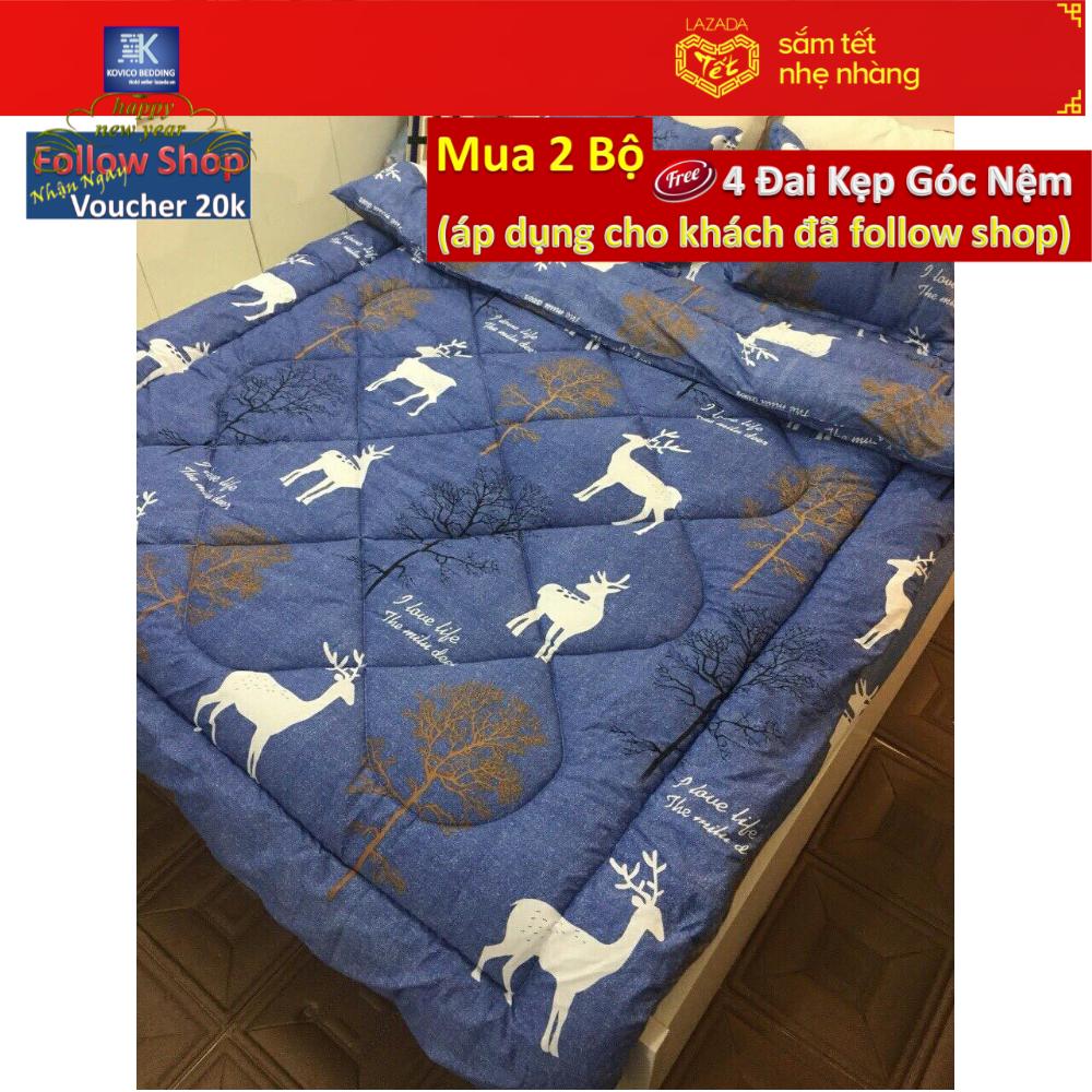 Drap và gối poly mẫu hươu sao