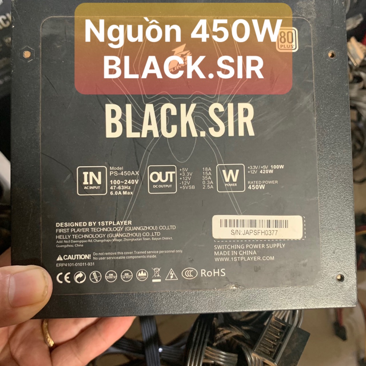 [HCM]PSU BLACK.SIR 450W Công Xuất Thật Màu Đen - Fan 12 Và 2 Đầu Phụ Vga 8P Dành Cho Vga Cao - Vi Tính Bắc Hải