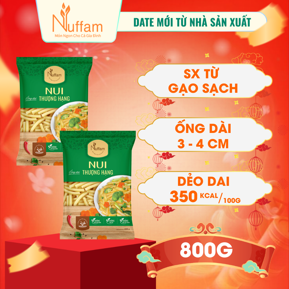  Combo 2 Túi Nui Ống Dài Vàng 100% Hữu Cơ Eat Clean Giảm Cân Ăn Kiêng - Túi 400gr 