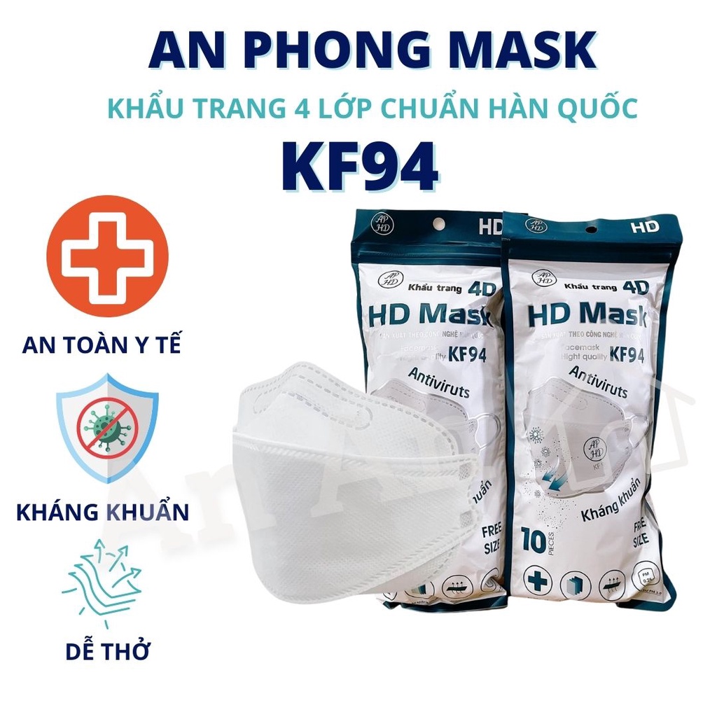 Khẩu trang KF94, 4 lớp An Phong HD Mask Bịch 10 cái