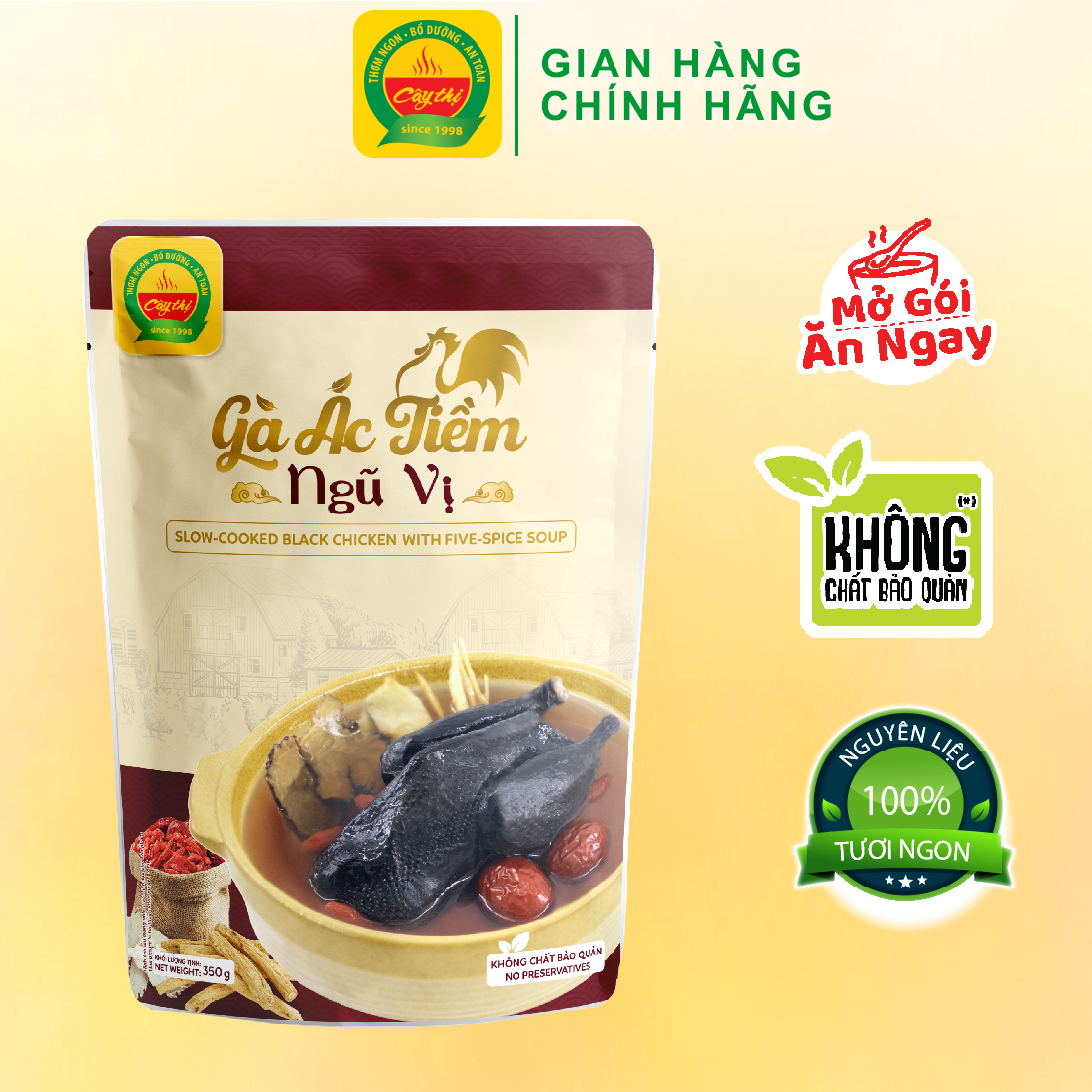 Gà ác tiềm ngũ vị cây thị 350g