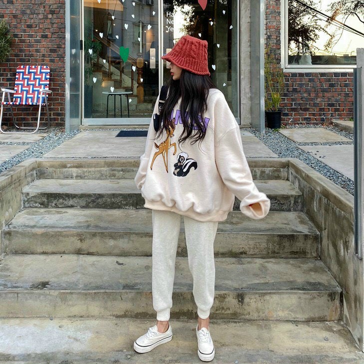 Áo sweater áo thun áo hoodie from rộng nam nữ in hình nai và sóc