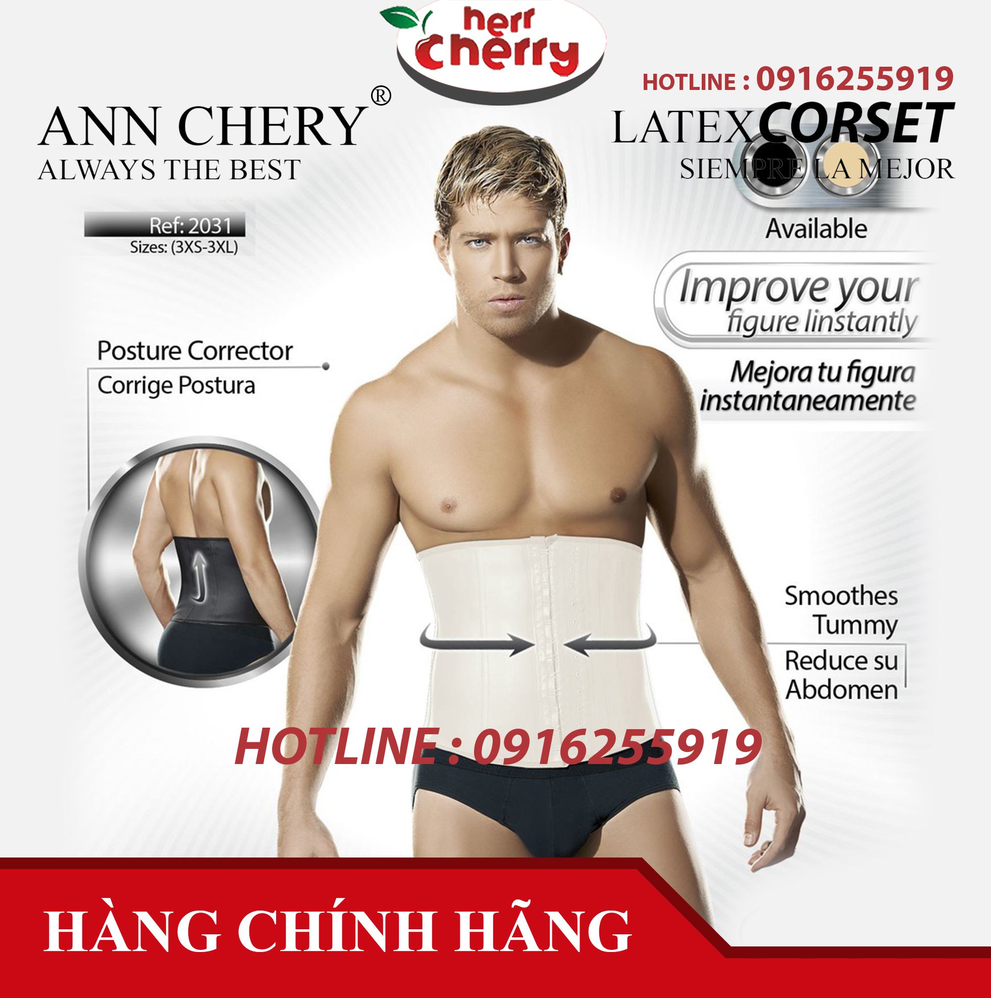Đai nịt bụng giảm eo Ann chery 2021 - Gen định hình body dành cho nam giới